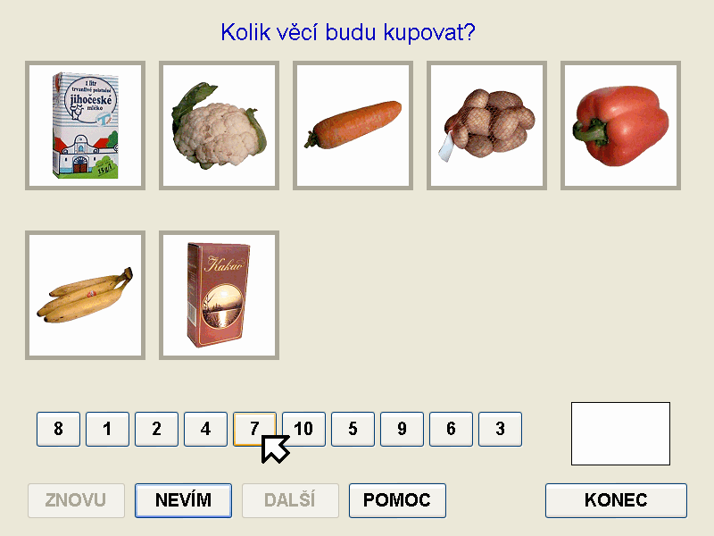 Mentio Nakupování, kolik věcí budu kupovat