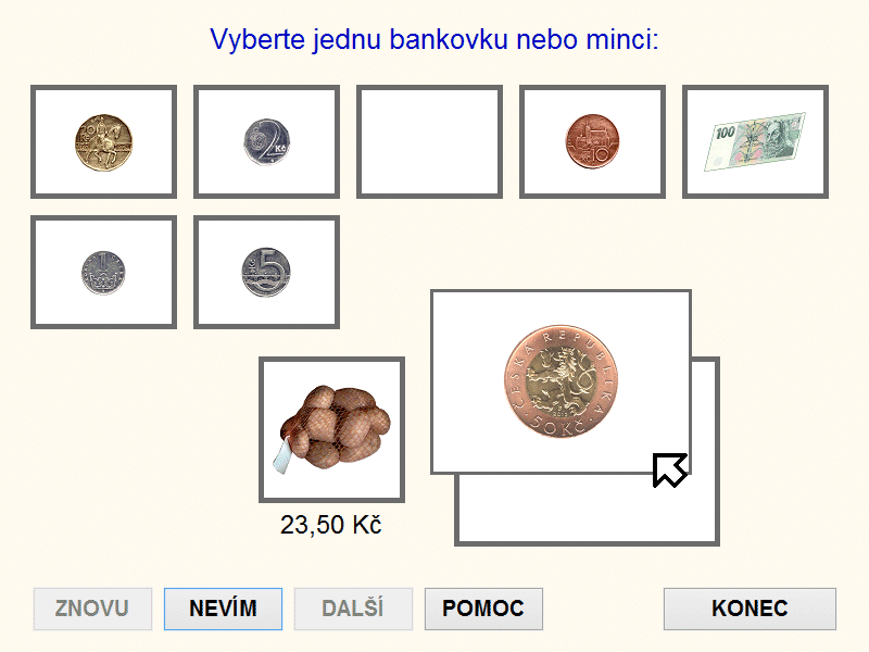 Mentio Nakupování, vyberte jednu bankovku